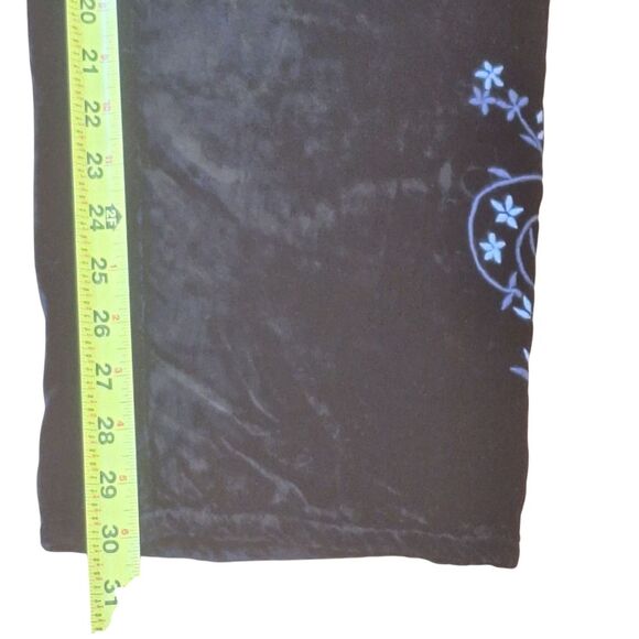 J. Jill Black Velvet Embroidered Wide Leg Pants size 12 Pockets Zip Fly Trousers - Picture 12 of 16
